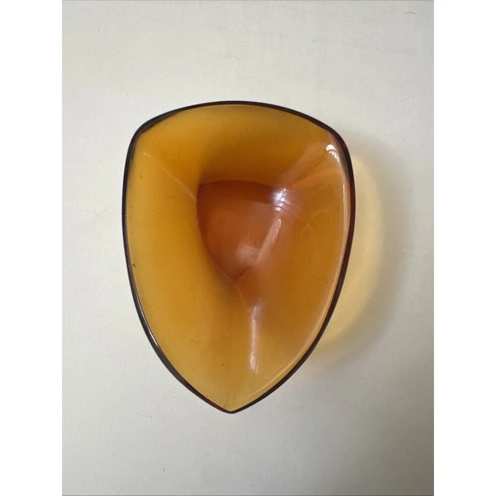 MCM BLENKO Tri-Corner Glass Salt Cellars Amber & Amethyst Lead Crystal UV Glow
